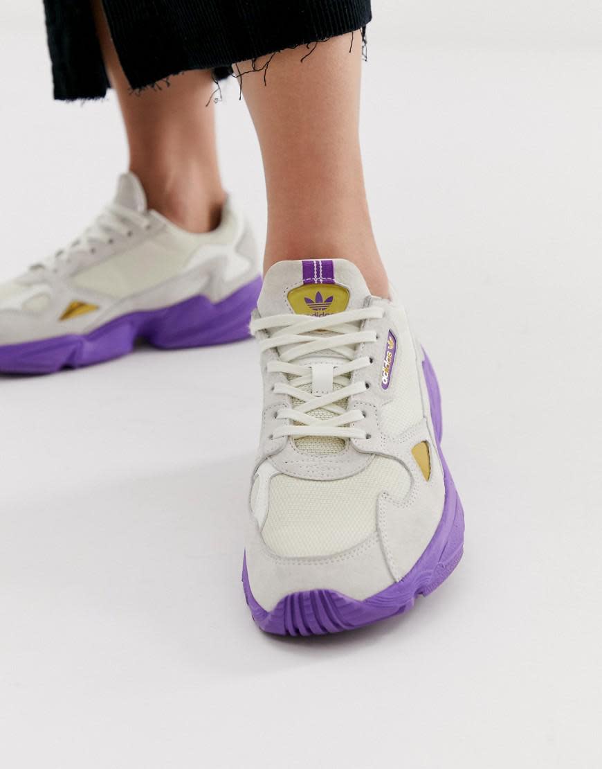 Adidas Originals TFL Falcon in Off White and Purple (Photo: Urban Outfitters)