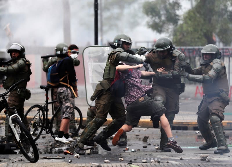 Protest against Chile's state economic model in Santiago