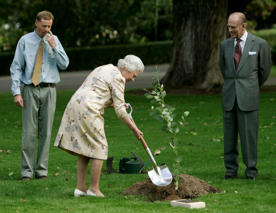 Queen Elizabeth planting a tree