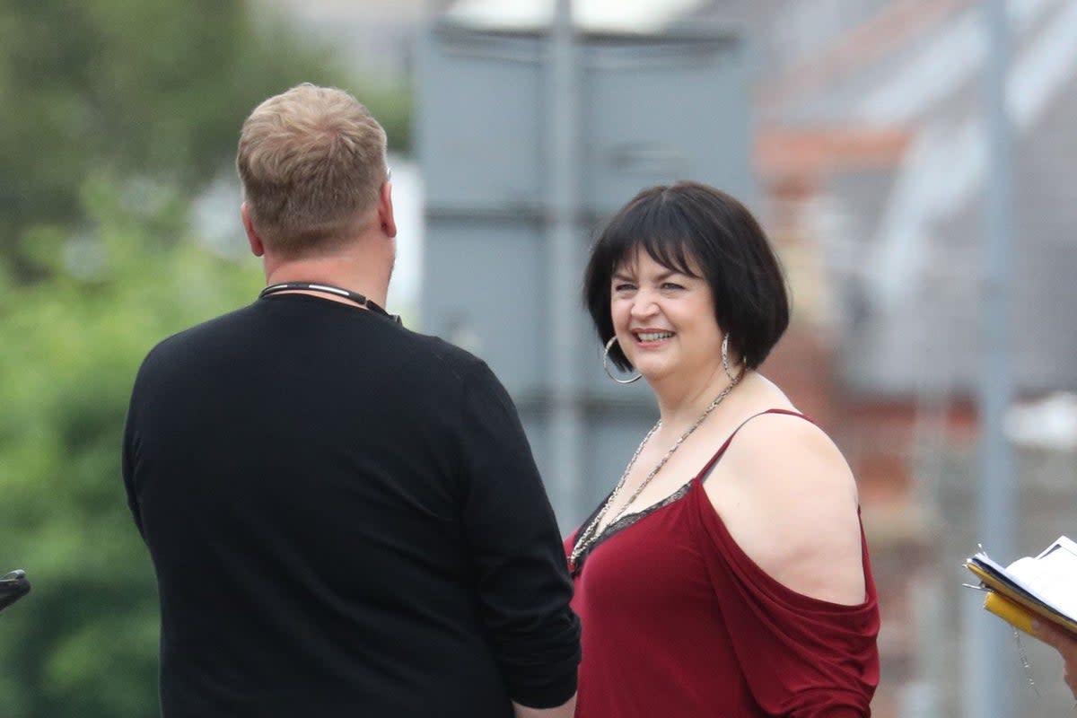 James Corden and Ruth Jones during filming (PA) (PA Archive)