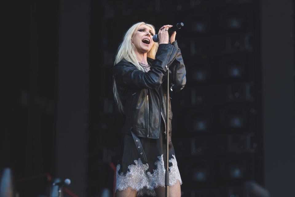 taylor Momsen of The Pretty Reckless performs on stage at Estadio La Cartuja on May 29, 2024 in Seville, Spain.