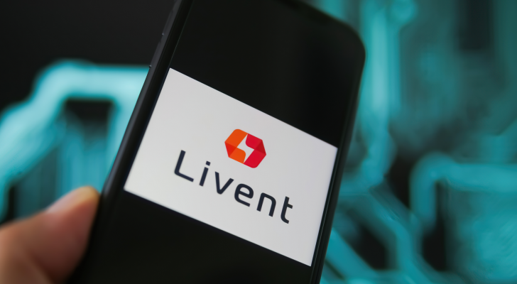 Livent Corporation logo on a phone screen. LTHM stock.