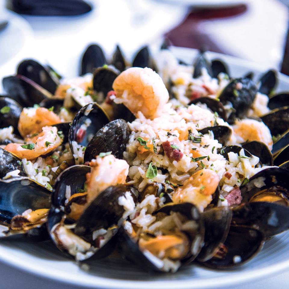 Stuffed Mussels from @axiataverna, Tenafly; photographed by @milasamanthaphotography