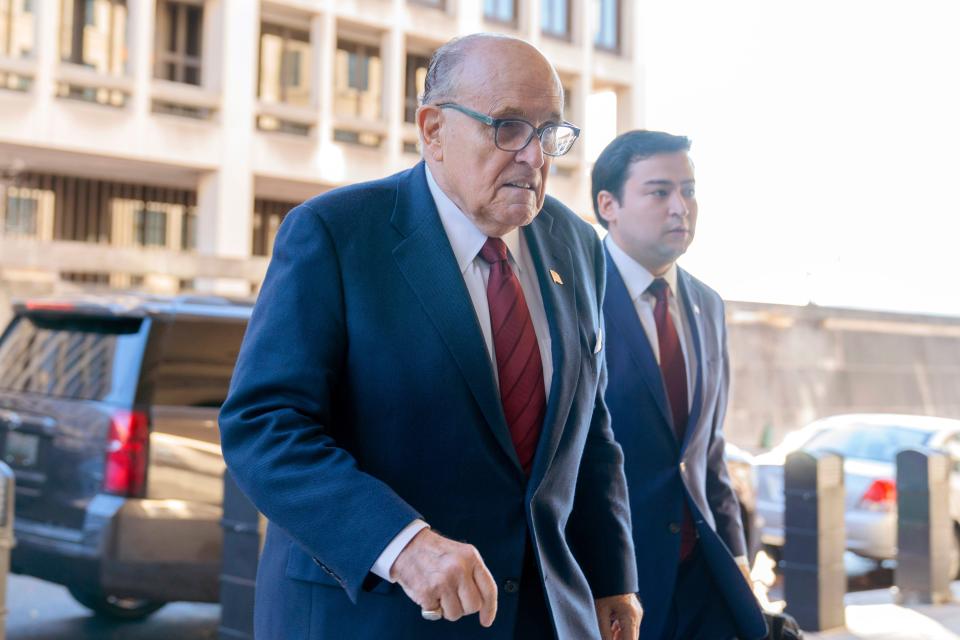 Former Mayor of New York Rudy Giuliani arrives at the federal courthouse in Washington on Dec. 11, 2023. The trial will determine how much Giuliani will have to pay two Georgia election workers who he falsely accused of fraud while pushing President Donald Trump's baseless claims after he lost the 2020 election.