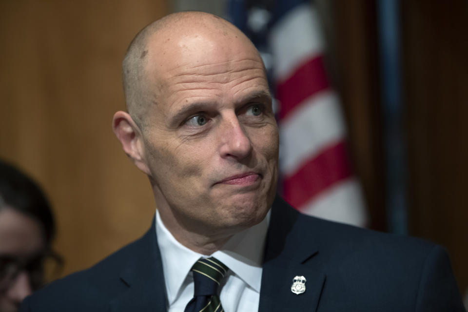 FILE - In this Nov. 15, 2018, file photo, acting U.S. Immigration and Customs Enforcement Director Ronald Vitiello appears for his confirmation hearing in Washington. Nearly 70 former judges, including federal judges and state supreme court justices, sent a letter to Vitiello calling for U.S. immigration officials to stop making arrests at courthouses of people suspected of being in the country illegally, saying immigrants should be free to visit halls of justice without fearing they will be detained. (AP Photo/J. Scott Applewhite, File)