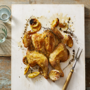 <p>Spending a little extra time to butterfly a whole bird (a.k.a. spatchcocking it!) can help it cook much faster. The fresh herbs used here will please even the pickiest of eaters.</p><p>Get the <a href="https://www.goodhousekeeping.com/food-recipes/cooking/a30383617/how-to-spatchcock-a-chicken/" rel="nofollow noopener" target="_blank" data-ylk="slk:Spatchcocked Roasted Chicken recipe" class="link "><strong>Spatchcocked Roasted Chicken recipe</strong></a><em>.</em></p>