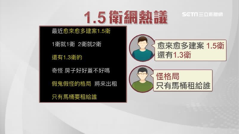 民眾認為建案中的1.5衛還有1.3衛的格局很奇怪。