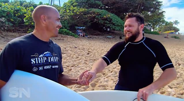 The pair headed out for a surf!