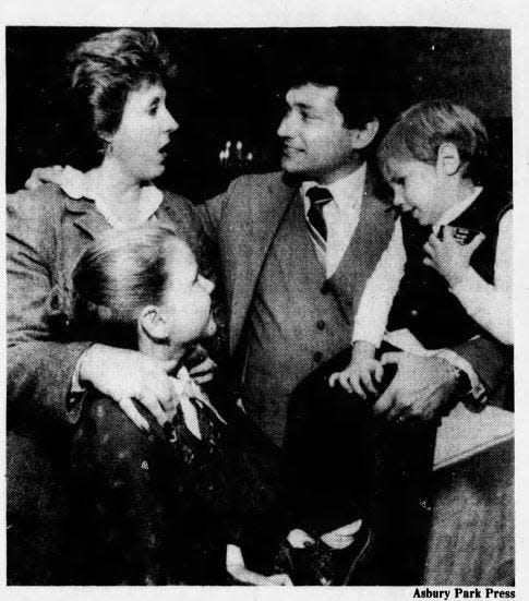 Ocean County Freeholder-elect Joseph H. Vicari is joined by his wife, Joyce, and the couple’s two children, Dina, 7, and Joey, 3½, on a victorious election night at the Toms River Holiday Inn on Tuesday, Nov. 3, 1981.