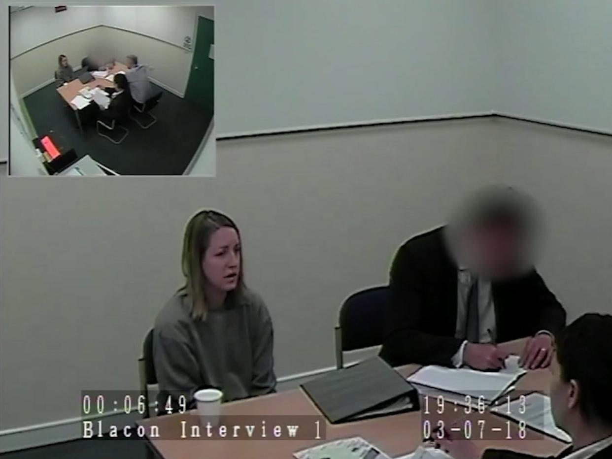 Police screen grab of Letby in interview (PA)