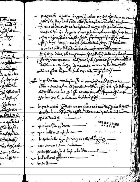 Included in the trial records is a list of books Calderon was found with. The most puzzling material was a group of archival letters written in a special cipher that Calderon claimed to be able to read, no one else could.