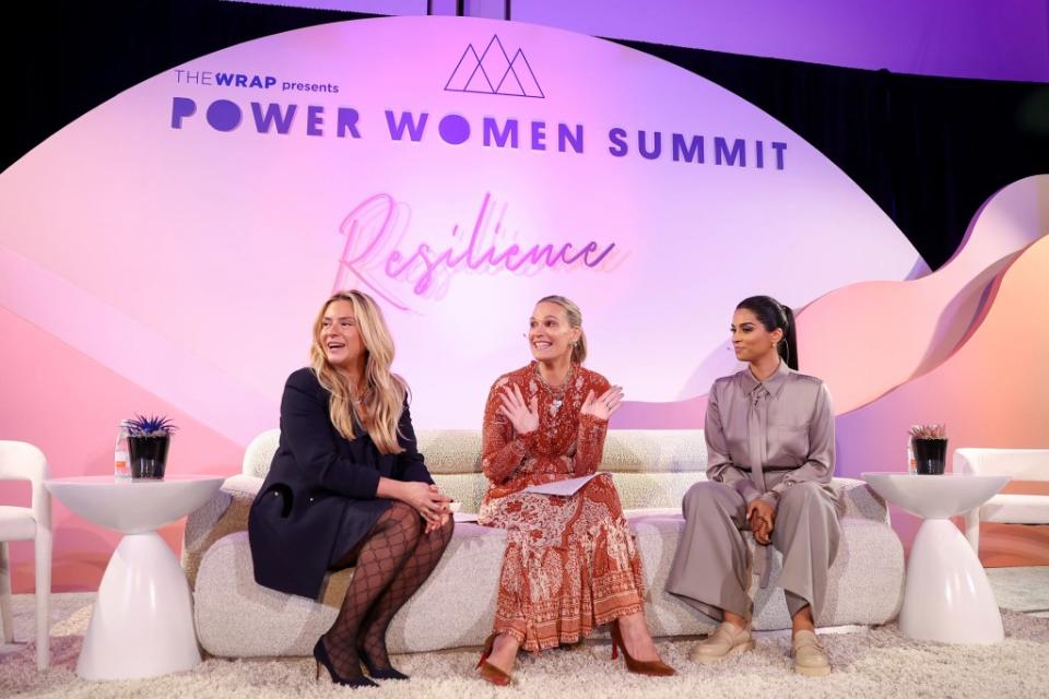 (L-R) Emese Gormley, Molly Sims and Lilly Singh at The Wrap's Power Women Summit, Maybourne Hotel, Beverly Hills, California on Dec 5, 2023.