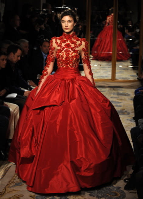 This red embellished gown made our hearts race.