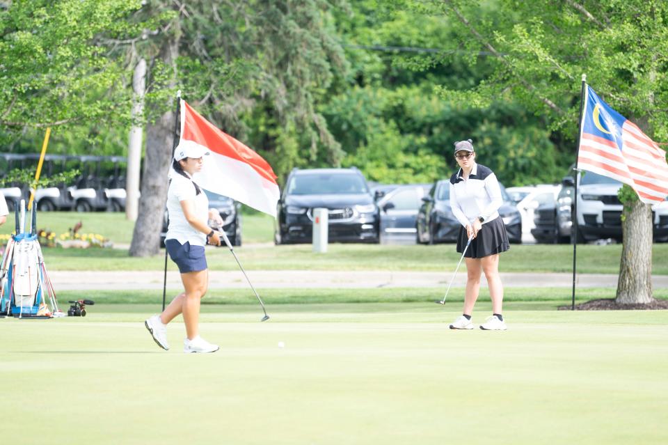 Golfers practice in preparation for the Epson Tour 2024 FireKeepers Casino Hotel Championship at Battle Creek Country Club on Tuesday, June 4, 2024.