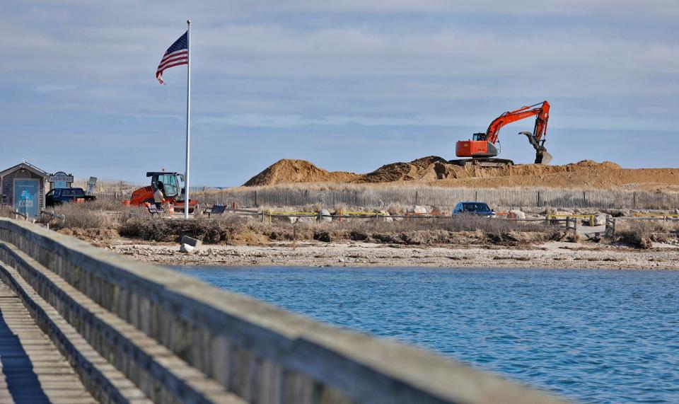 Beach Build Up- work continues to renovate and reclaim Duxbury Beach area that are subject to storm erosion. Thousand of yards of sand are being used to raise the level of the barrier beach. Thursday Feb. 22, 2024