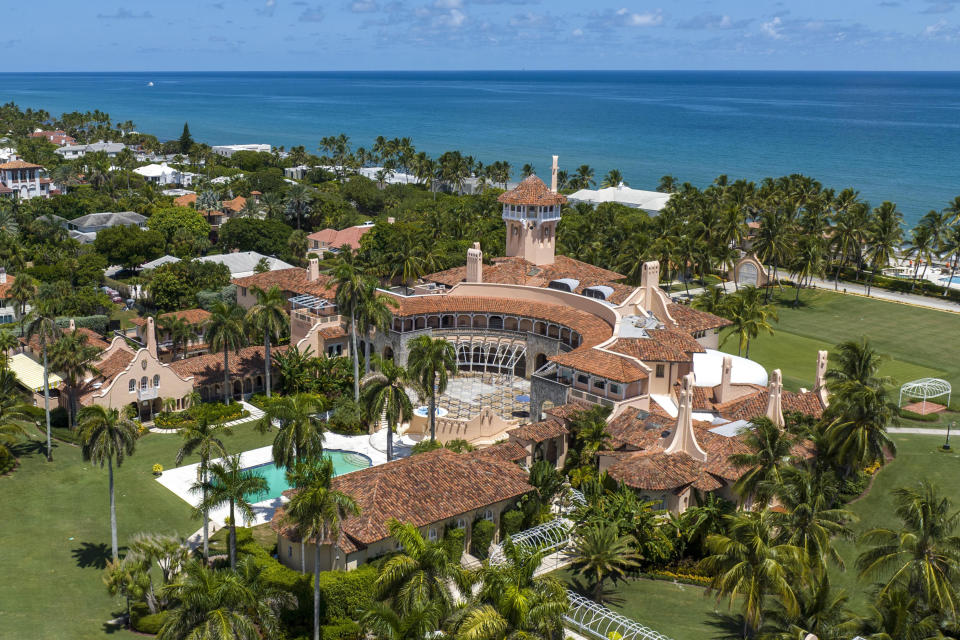 FILE - An aerial view of former President Donald Trump's Mar-a-Lago club in Palm Beach, Fla., on Aug. 31, 2022. A federal judge has appointed Raymond Dearie, a veteran New York jurist to serve as an independent arbiter and review records seized during an FBI search of former President Donald Trump's home last month. (AP Photo/Steve Helber, File)