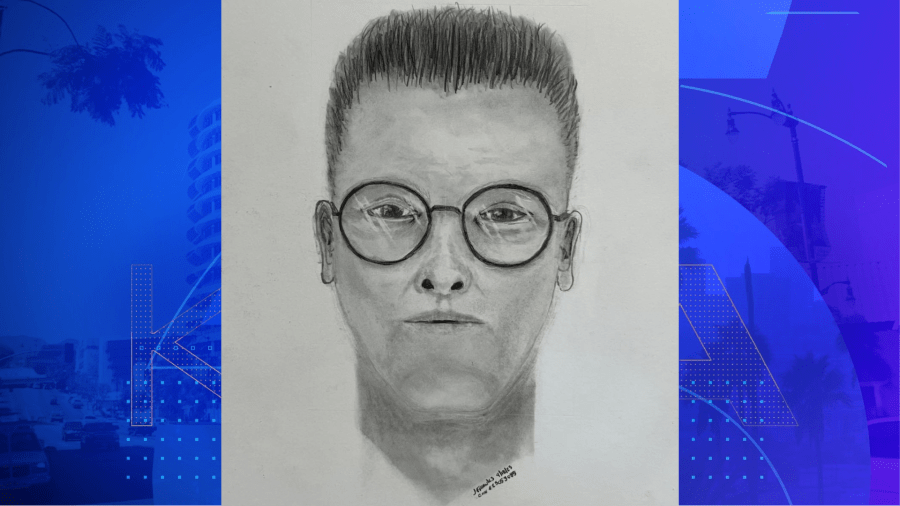 Police sketch of a suspect allegedly held a woman hostage while forcing her to withdraw money from an ATM in Garden Grove on Aug. 30, 2023. (Garden Grove Police Department)