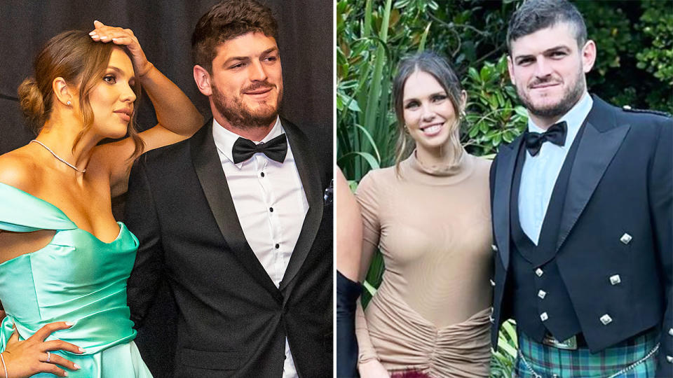Angus Brayshaw, pictured here with fiancee Danielle Frawley.