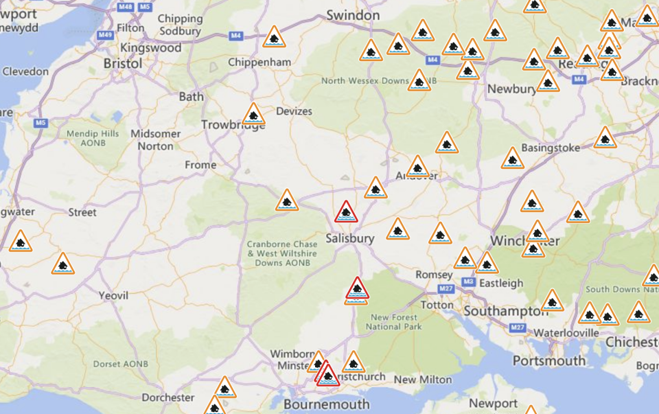 A number of flood warnings and alerts are in place in the south west of England. (Environment Agency)