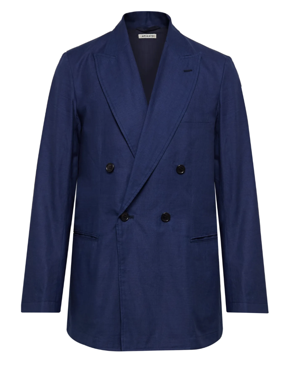 Double-Breasted Cotton Twill Suit Jacket