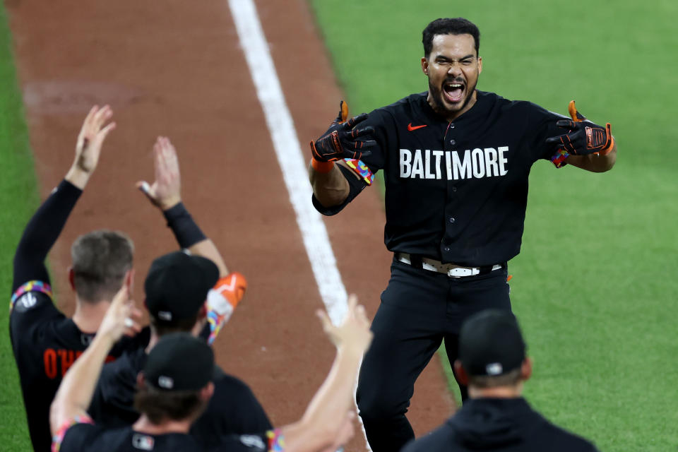 靠著Anthony Santander再見轟，金鶯最終以1分之差險勝洋基。（MLB Photo by Rob Carr/Getty Images）