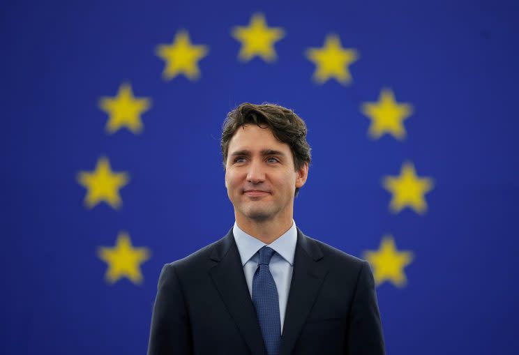 Canada&#39;s Prime Minister Justin Trudeau arrives to address the European Parliament in Strasbourg, France, Feb. 16, 2017. (Photo: Vincent Kessler/Reuters)