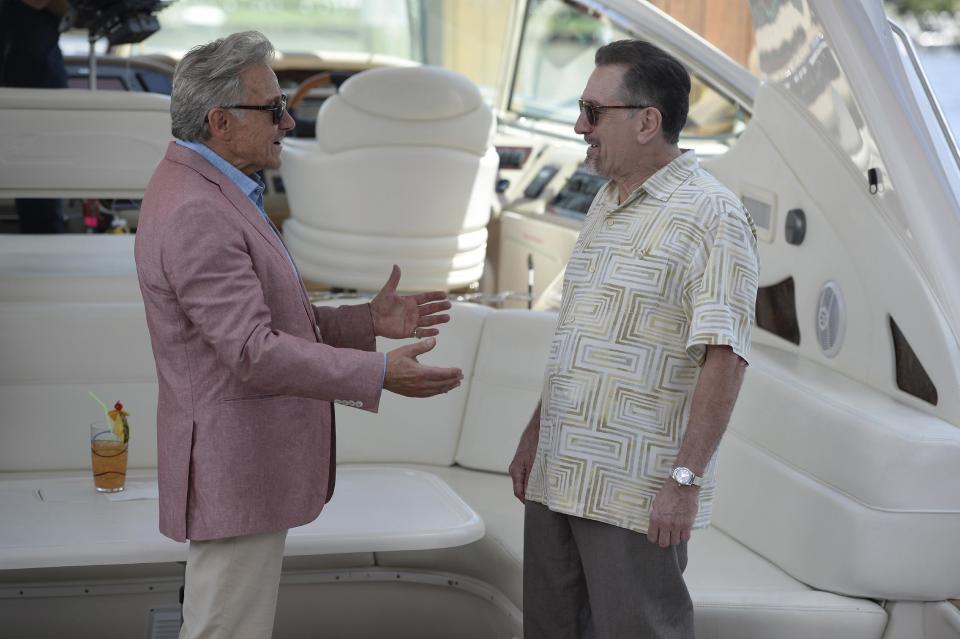 This image released by Sony Pictures Classics shows Harvey Keitel, left, and Robert De Niro in a scene from, "The Comedian." (Jeff Daly/Sony Pictures Classics via AP)