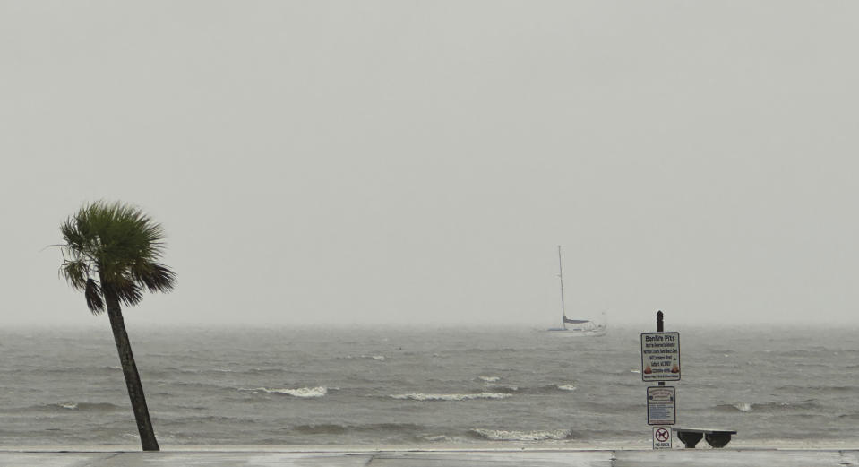 Winds and heavy downpour on Harrison County Beaches in Pass Christian, Miss. due to Hurricane Francine Wednesday, Sept. 11, 2024. (Hunter Dawkins/The Gazebo Gazette via AP)