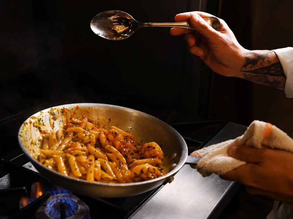 Mario Carbone's penne with spicy shrimp