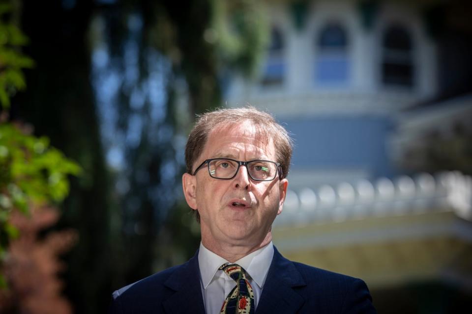 Adrian Dix is pictured during a healthcare announcement at Canuck Place in Vancouver, British Columbia on Friday, June 2, 2023. 