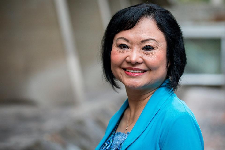 Vietnam war icon Kim Phuc Phan Thi poses at the Unesco headquarters in Paris on October 4, 2019. - 47 years after making the international media headlines, Kim Phuc Phan Thi, the little girl burned with napalm and photographed by Nick Ut, is in Paris for the publication in French of her book "Sauvée de l'enfer" (saved from hell) written to tell the story of the spiritual journey that brought her to serenity.