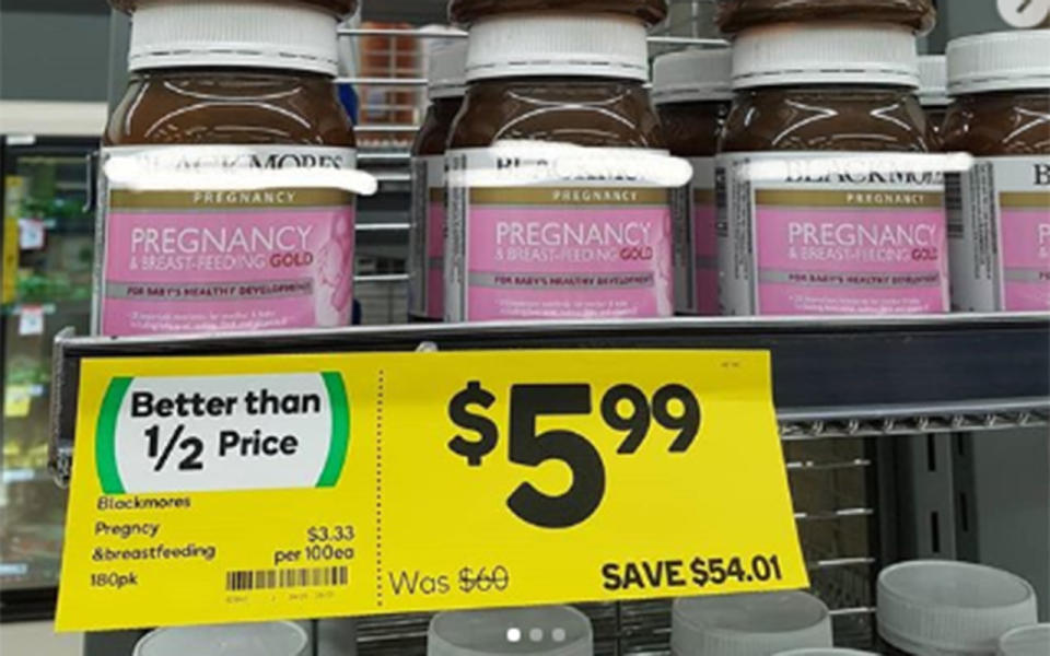 Woolworths were called out for selling expiring Blackmores Pregnancy and Breastfeeding supplements. 