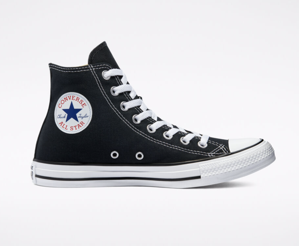 Converse Chuck Taylor All Star Classic sneaker in black on white background (Photo via Converse)