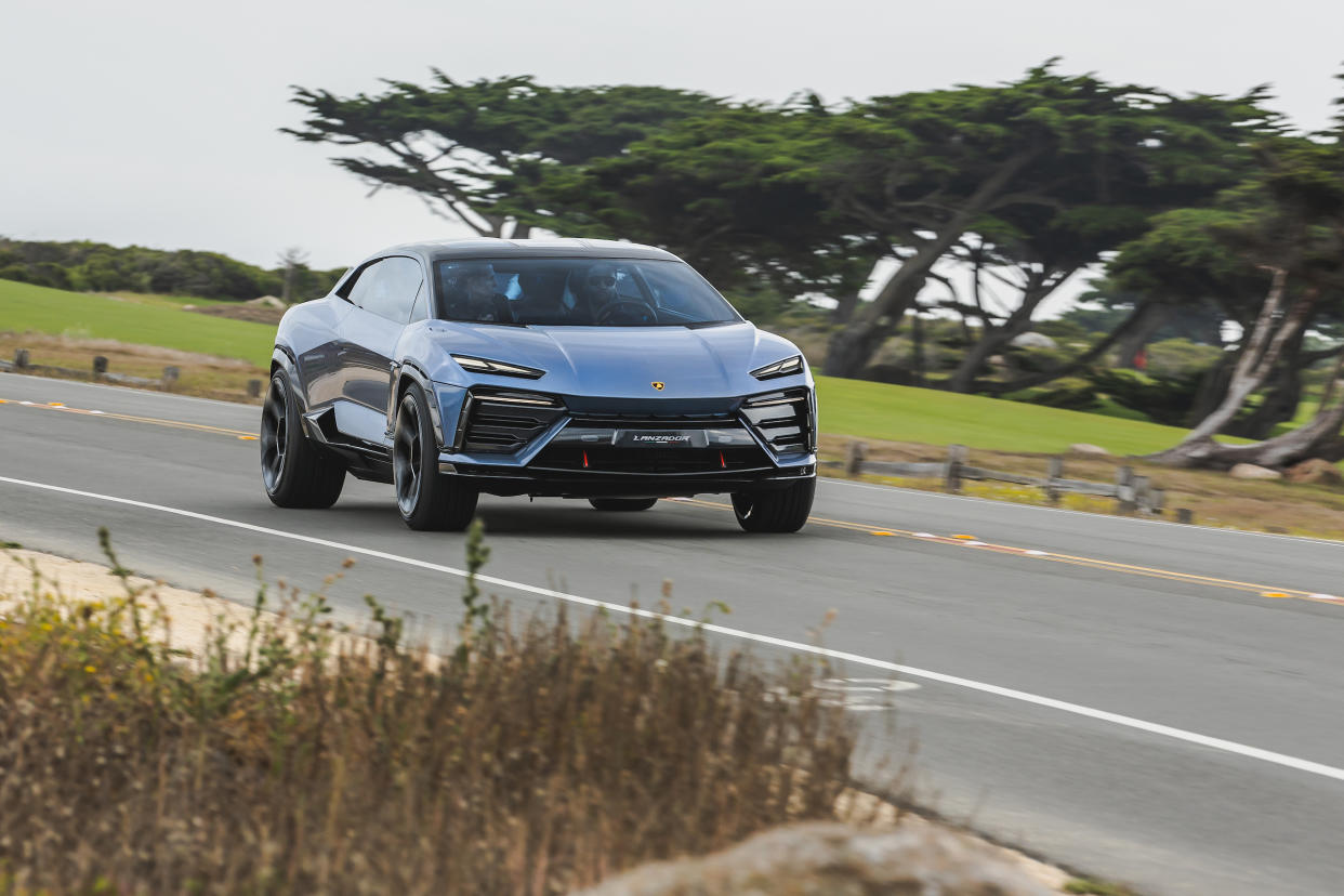 Behind the wheel of Lamborghini's Lanzador EV in Monterey, California (credit: Lamborghini)