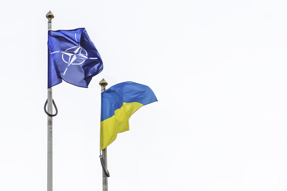 Flaggen der Nato und der Ukraine. (Symbolbild: Getty)