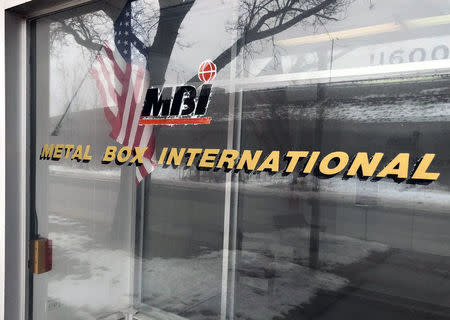 The glass entranceway to Metal Box InternationalÕs toolbox factory is seen in Franklin Park, Illinois, U.S., February 21, 2018. Picture taken February 21, 2018. REUTERS/Timothy Aeppel