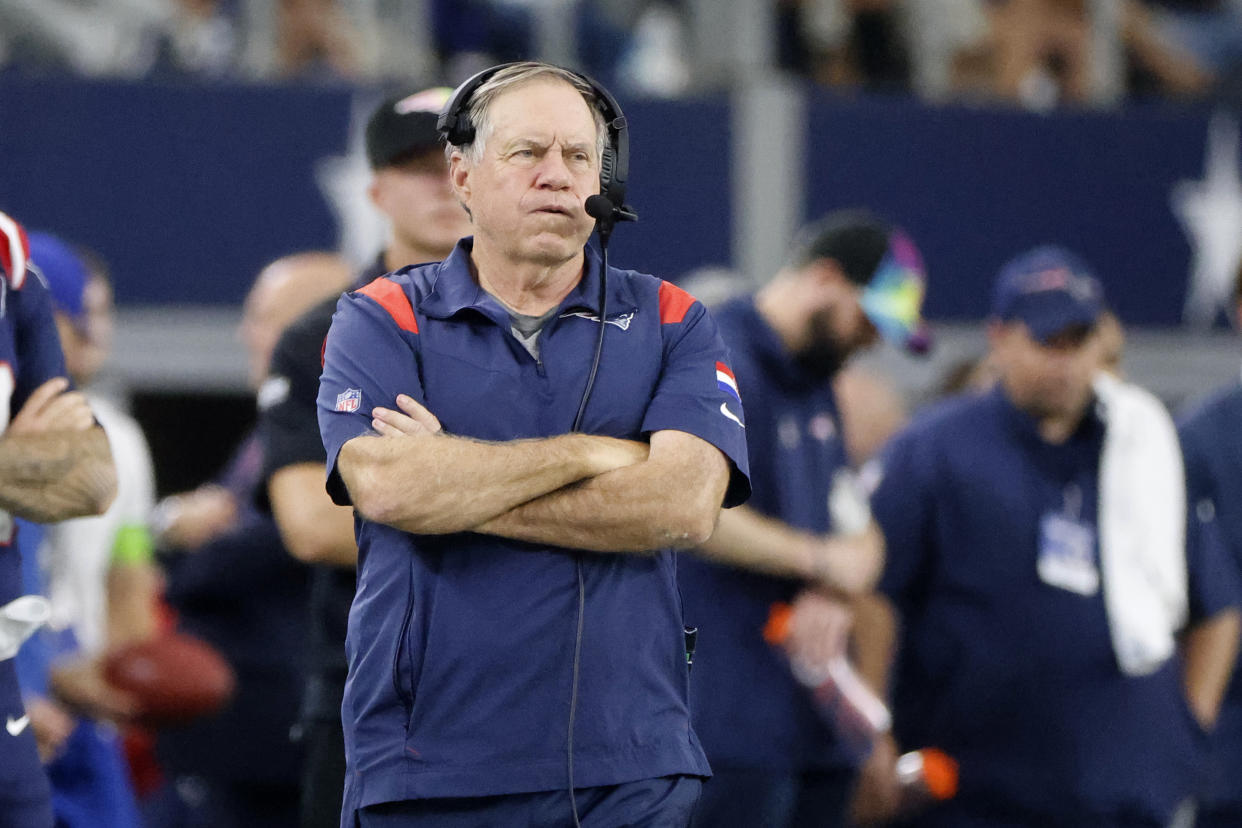 Following a blowout loss to the Cowboys, Bill Belichick's Patriots are 1-3 with a struggling offense that doesn't look like it's going to get better anytime soon. (AP Photo/Michael Ainsworth)