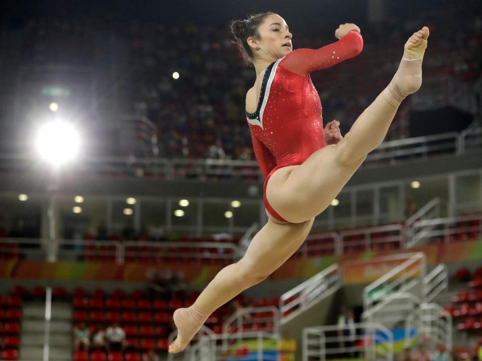 Aly Raisman performs in Rio de Janeiro.