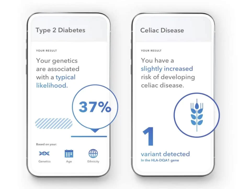 Test de ADN genético personal 23andMe para salud y ascendencia que incluye informes sobre predisposiciones, estado del portador, bienestar y rasgos (foto a través de Amazon).