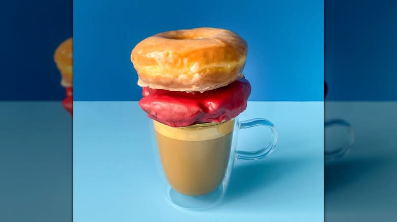two donuts on latte