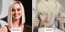 <p><strong>When:</strong> 2 March</p><p><strong>Style change:</strong> Following her split from <a rel="nofollow noopener" href="http://www.harpersbazaar.co.uk/celebrities-1/news/a40170/katy-perry-and-orlando-bloom-have-split-up/" target="_blank" data-ylk="slk:boyfriend Orland Bloom;elm:context_link;itc:0;sec:content-canvas" class="link ">boyfriend Orland Bloom</a>, Katy Perry <a rel="nofollow noopener" href="http://www.harpersbazaar.co.uk/beauty/hair/news/a40255/katy-perry-break-up-haircut-miley-cyrus-orlando-bloom/" target="_blank" data-ylk="slk:chopped her mid-length blonde hair;elm:context_link;itc:0;sec:content-canvas" class="link ">chopped her mid-length blonde hair</a> into an asymmetric pixie cut. </p>