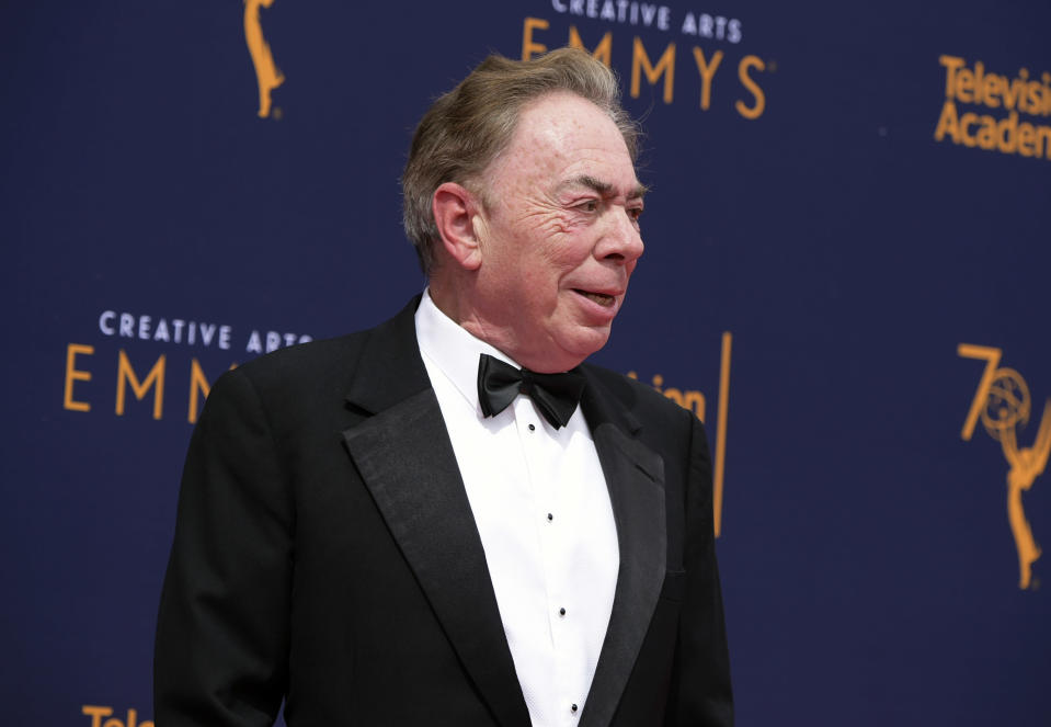 Andrew Lloyd Webber arrives at night two of the Creative Arts Emmy Awards at The Microsoft Theater on Sunday, Sept. 9, 2018, in Los Angeles. (Photo by Richard Shotwell/Invision/AP)