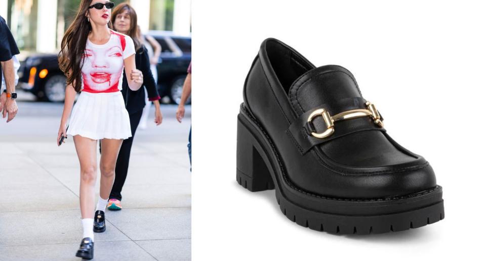 Olivia Rodrigo-inspired Steve Madden loafers (Photos via Getty Images and Steve Madden)