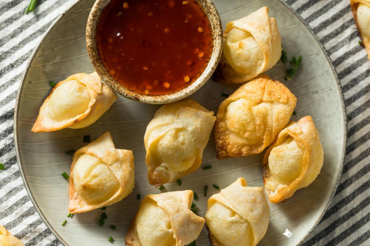 Chinese Cream Cheese Wontons with Sweet and Sour Sauce