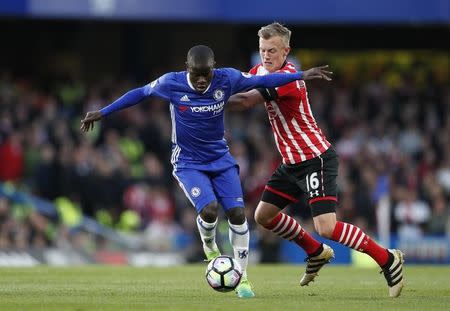 Britain Football Soccer - Chelsea v Southampton - Premier League - Stamford Bridge - 25/4/17 Chelsea's N'Golo Kante in action with Southampton's James Ward-Prowse Action Images via Reuters / John Sibley Livepic