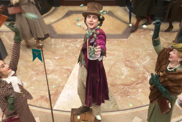 <p>Courtesy of Warner Bros. Pictures</p> Timothée Chalamet in 'Wonka'