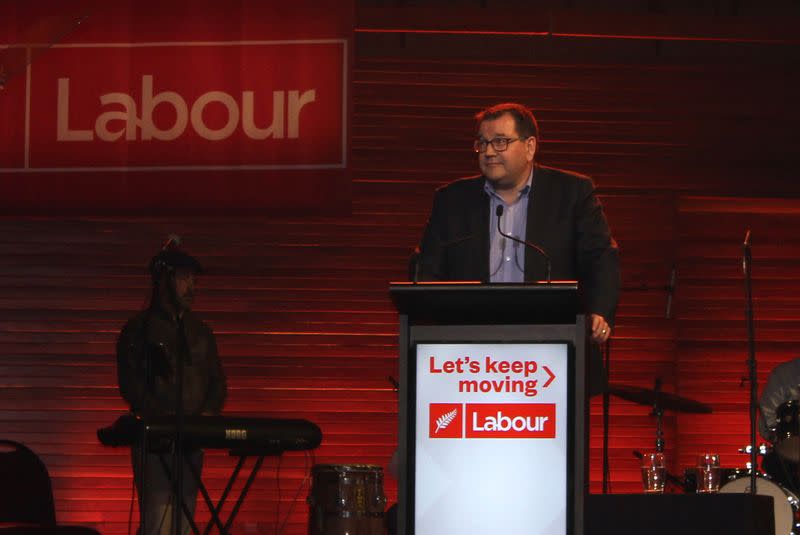 Finance Minister Grant Robertson addresses Labour Party supporters at an event in Wellington