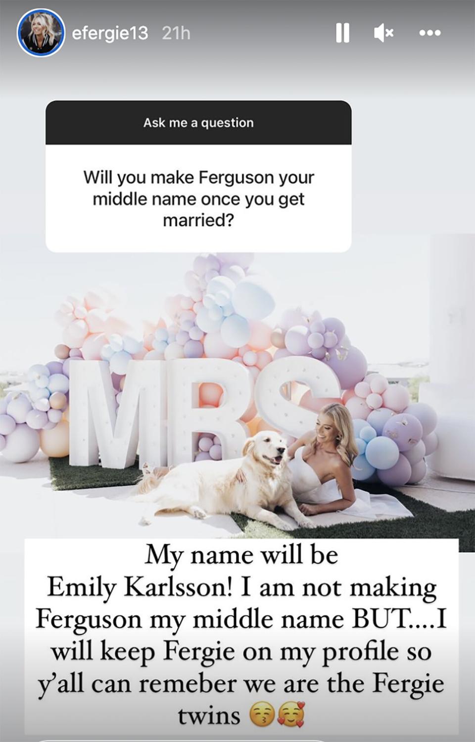 Emily Ferguson's wedding to William Karlsson . https://www.instagram.com/efergie13/?hl=en