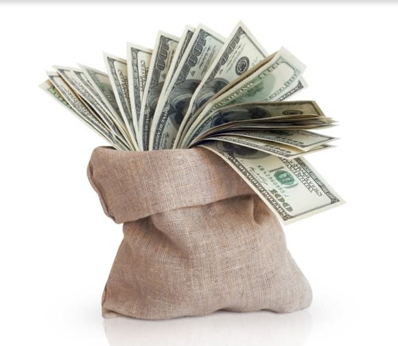 A picture of a bag of money