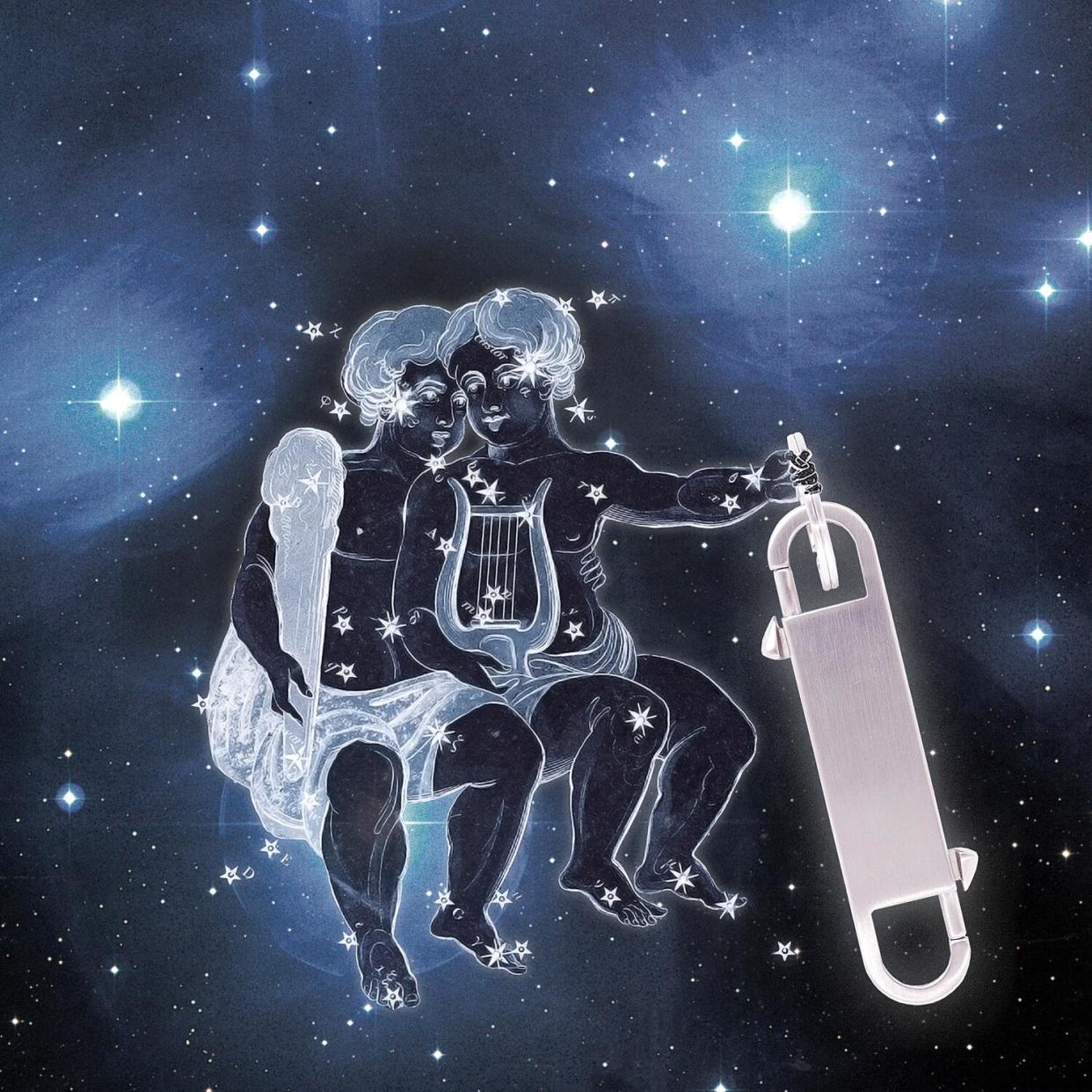 Art by Beth Hoeckel, featuring "Silver Gemini keychain" by Rick Owens. Sartorial Stars May Image 2024